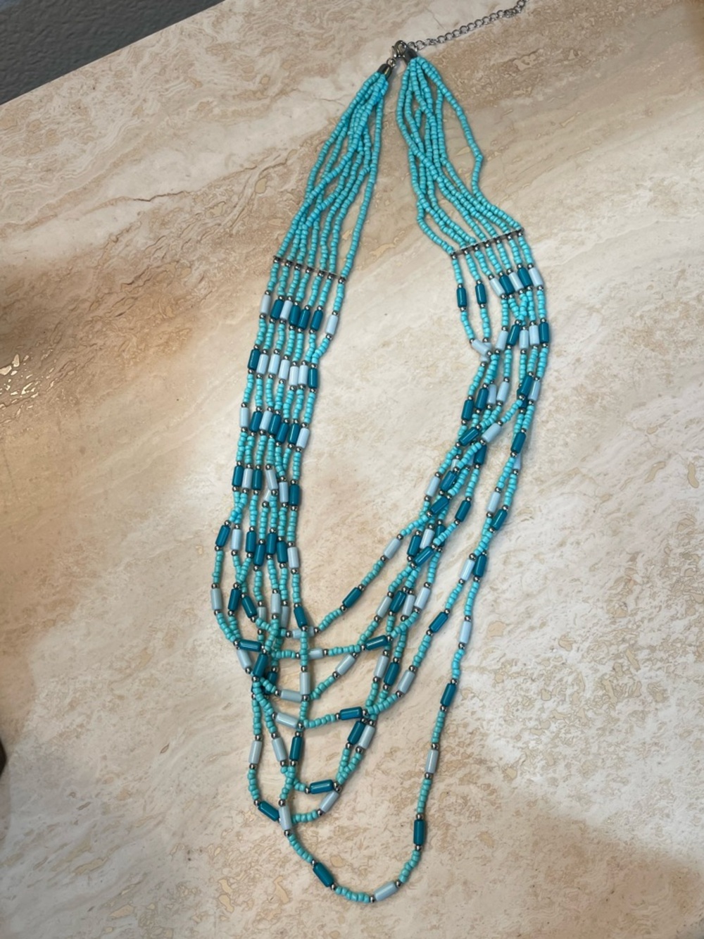 Turquoise Multi-Strand Beaded Necklace - Picture 6 of 10